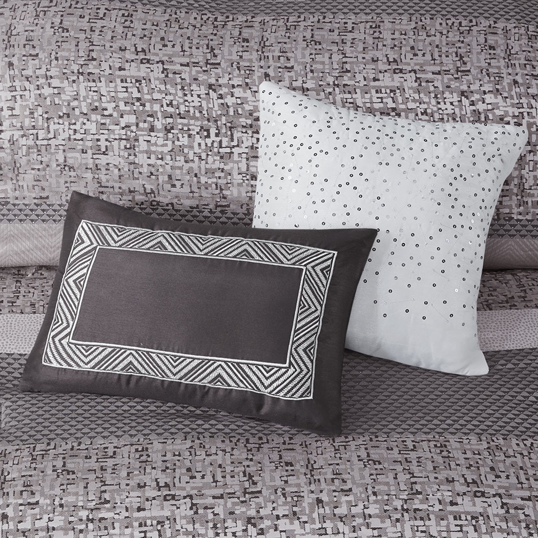 Zair Gray 7 Pc Queen Comforter Set - Thumbnail - Image 10