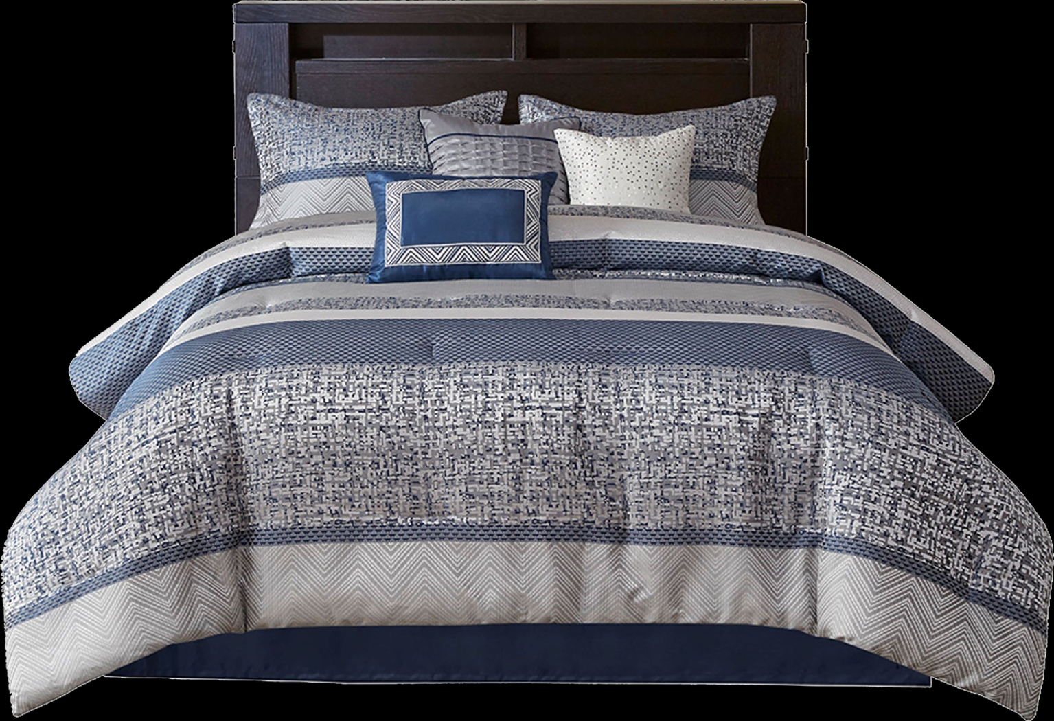 Zaiyah Blue 7 pc King Comforter Set - Thumbnail - Image 1