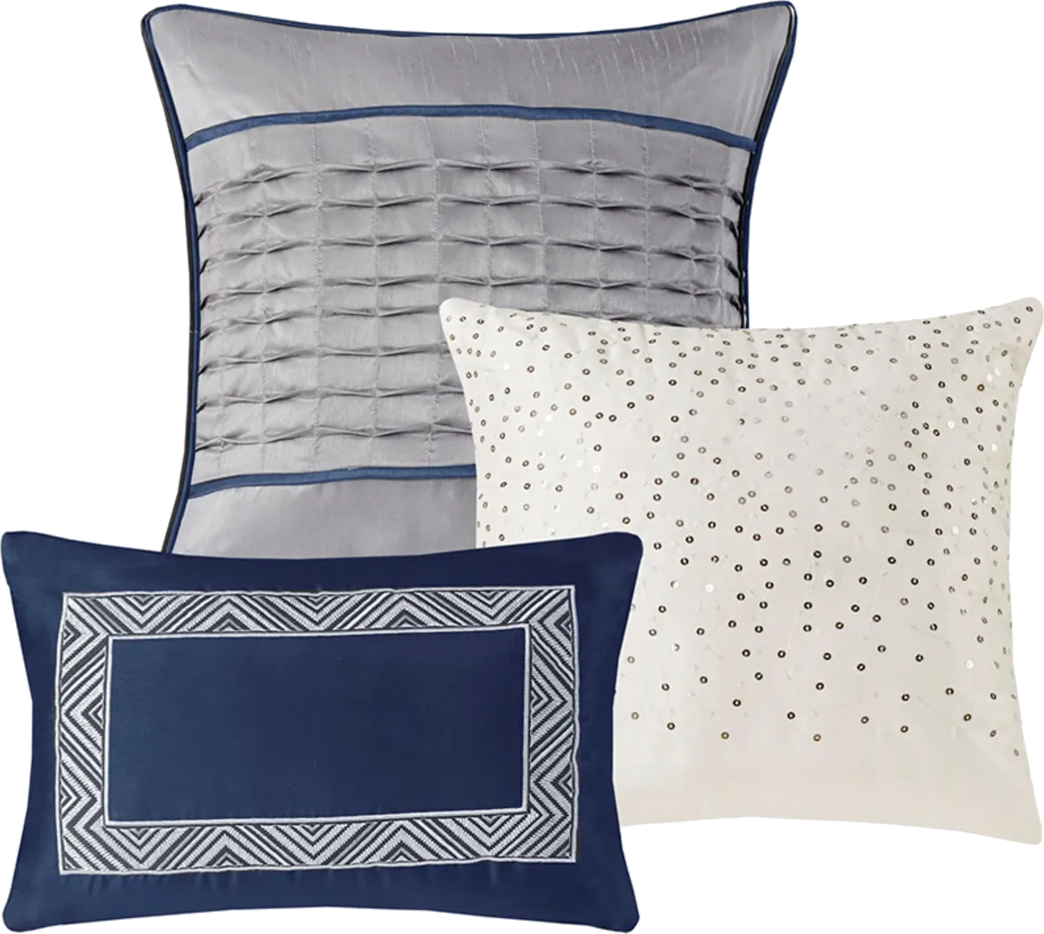 Zaiyah Blue 7 pc Queen Comforter Set - Thumbnail - Image 10