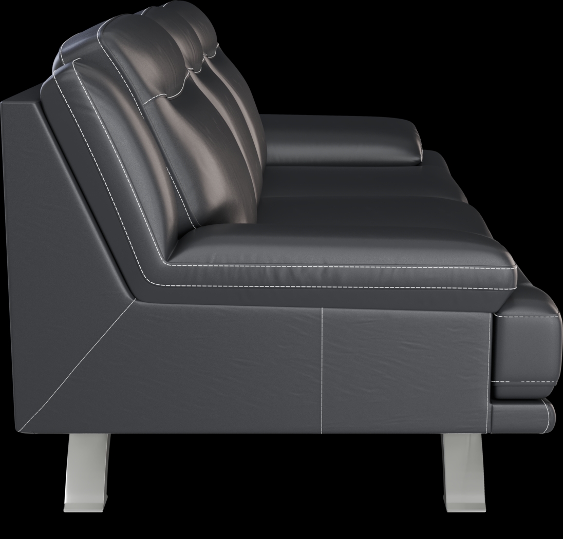 Zamora Black Leather Sofa - Thumbnail - Image 3