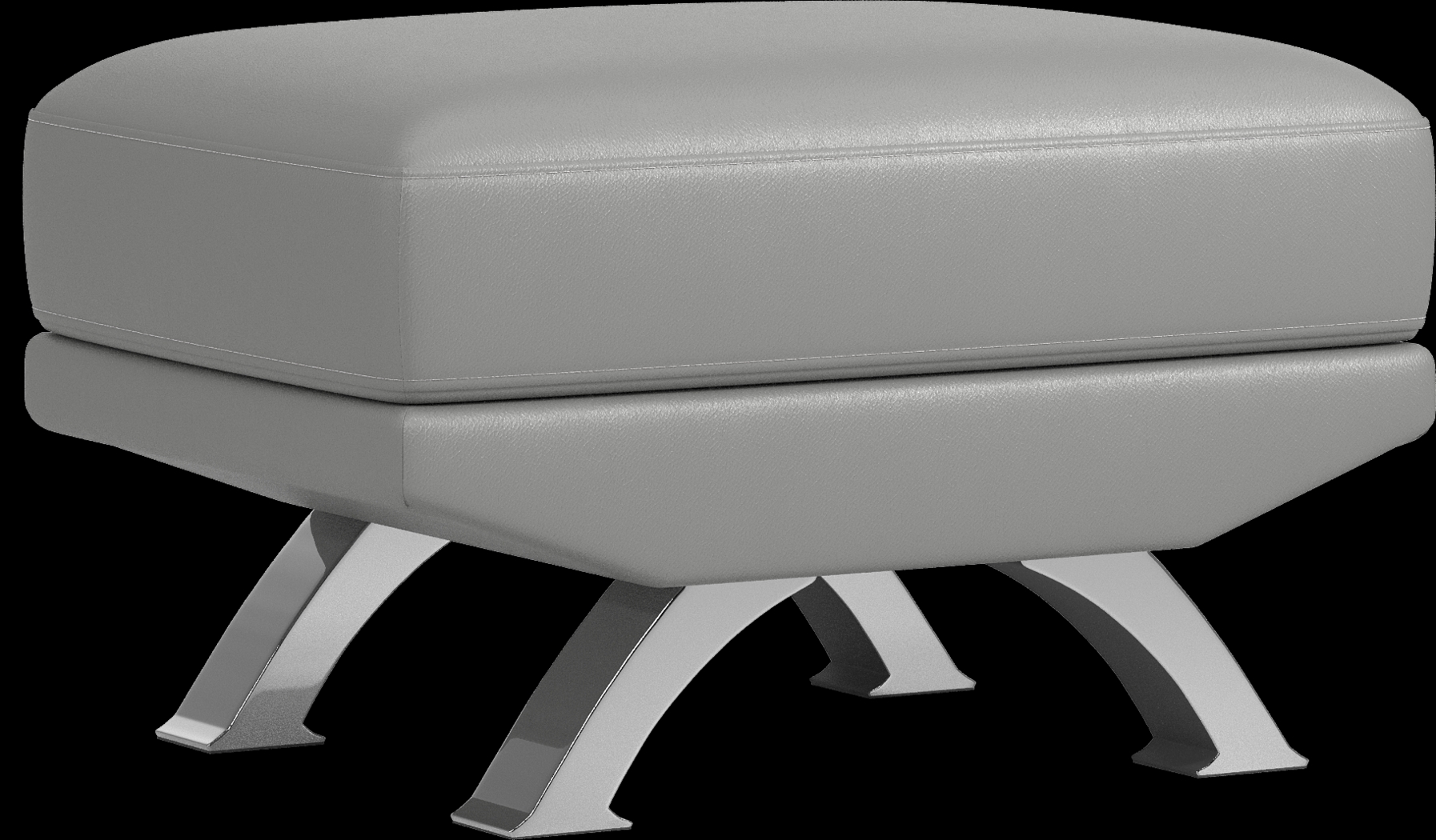 Zamora Gray Leather Ottoman - Thumbnail - Image 1