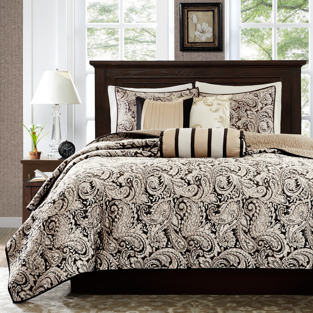 Zandria Black 6 Pc Queen Coverlet Set - Thumbnail - Image 1