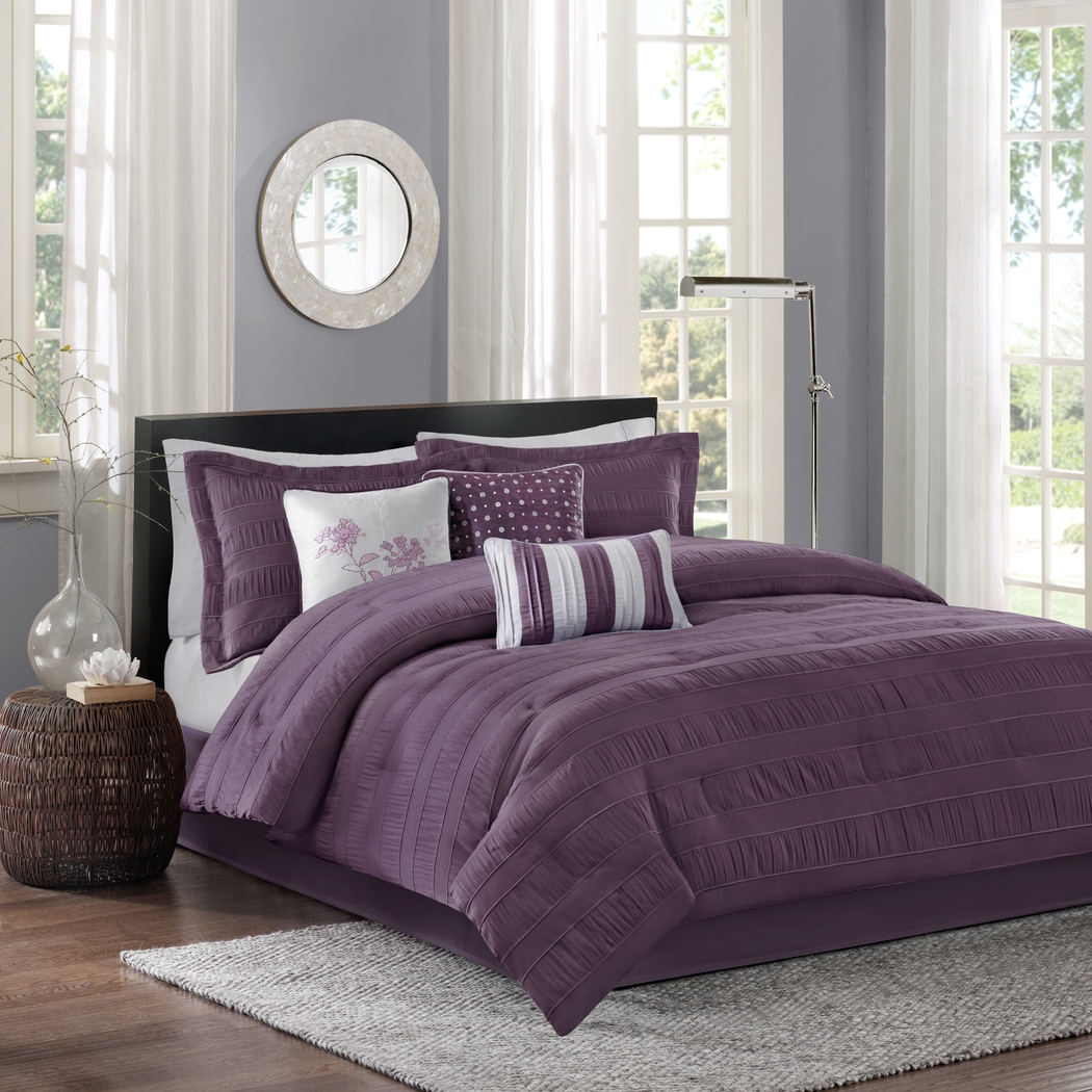 Zanya Plum 7 Pc King Comforter Set - Thumbnail - Image 2