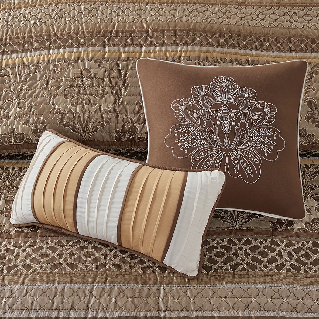 Zavis Brown 6 pc Full/ Queen Quilt Set - Thumbnail - Image 9