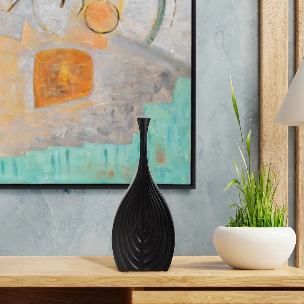 Zayd Black Low Vase - Thumbnail - Image 3