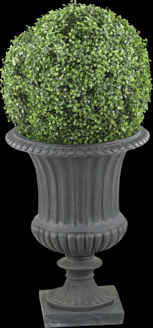 Zelen Green 36 in. Artificial Boxwood Ball in Dark Gray Urn - Thumbnail - Image 1