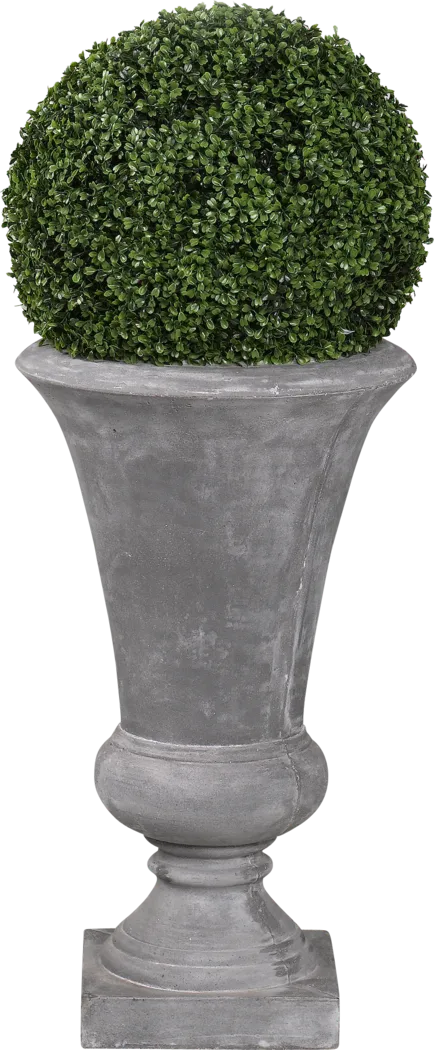 Zelen Green 44 in. Artificial Boxwood Ball in Gray Urn - Thumbnail - Image 1