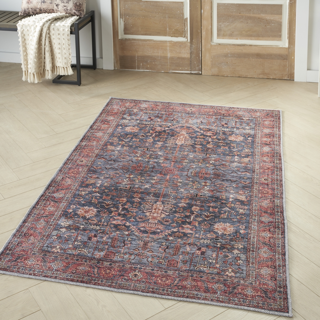 Zelesh Navy/Brick 5'3 x 7'3 Rug - Thumbnail - Image 3