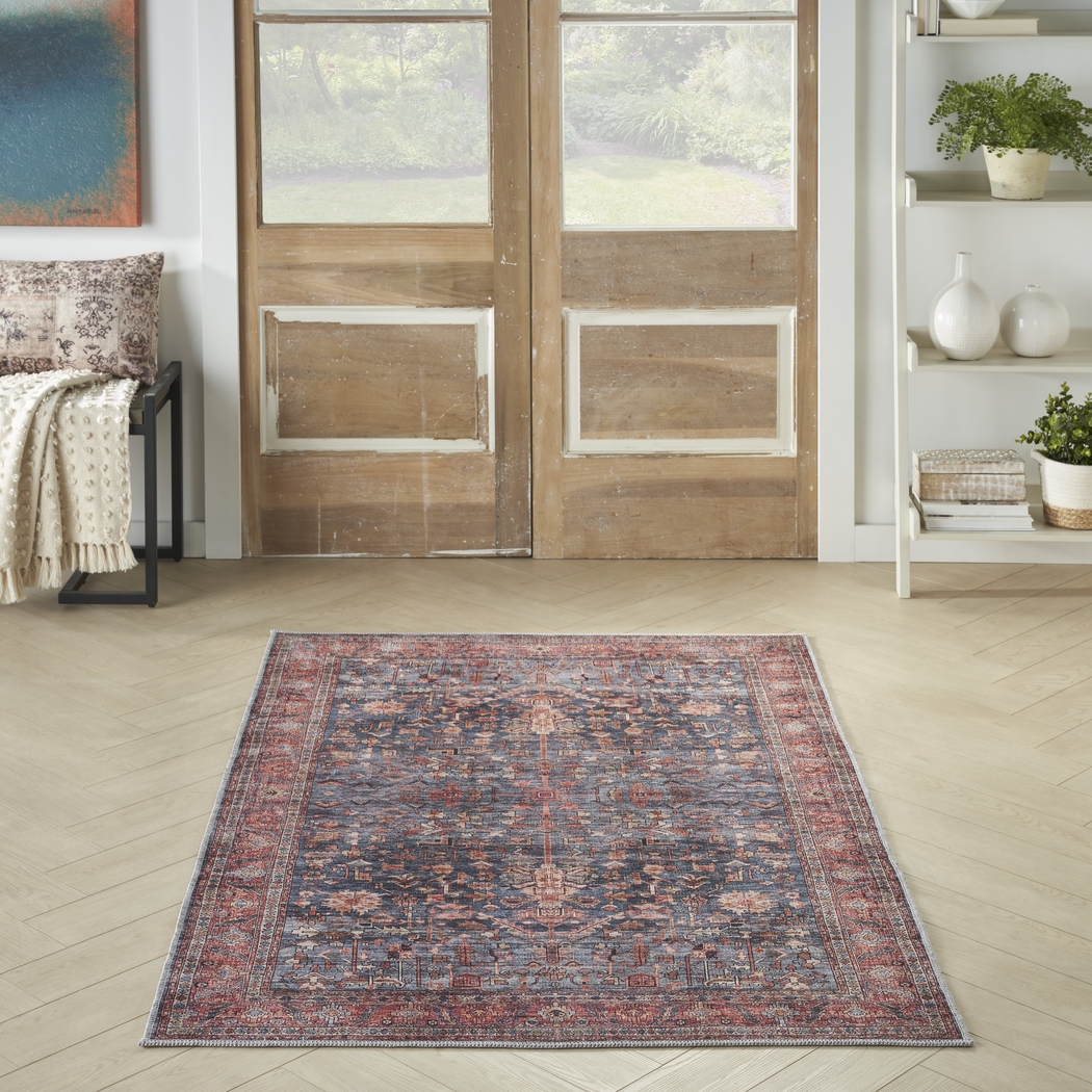 Zelesh Navy/Brick 9'2 x 12' Rug - Thumbnail - Image 2