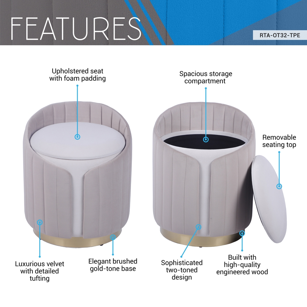 Zelyra Beige Storage Ottoman - Thumbnail - Image 5