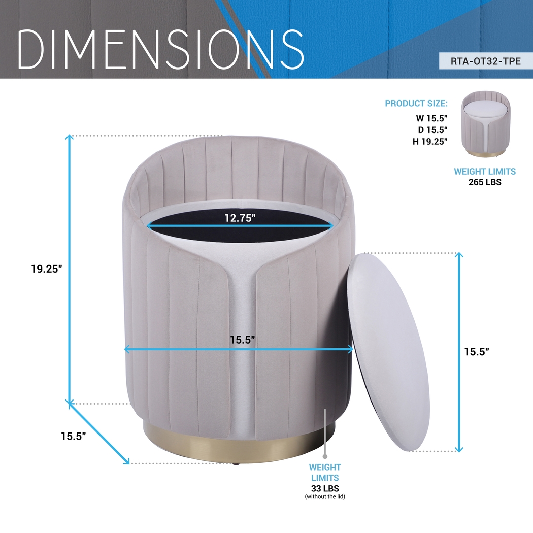 Zelyra Beige Storage Ottoman - Thumbnail - Image 6