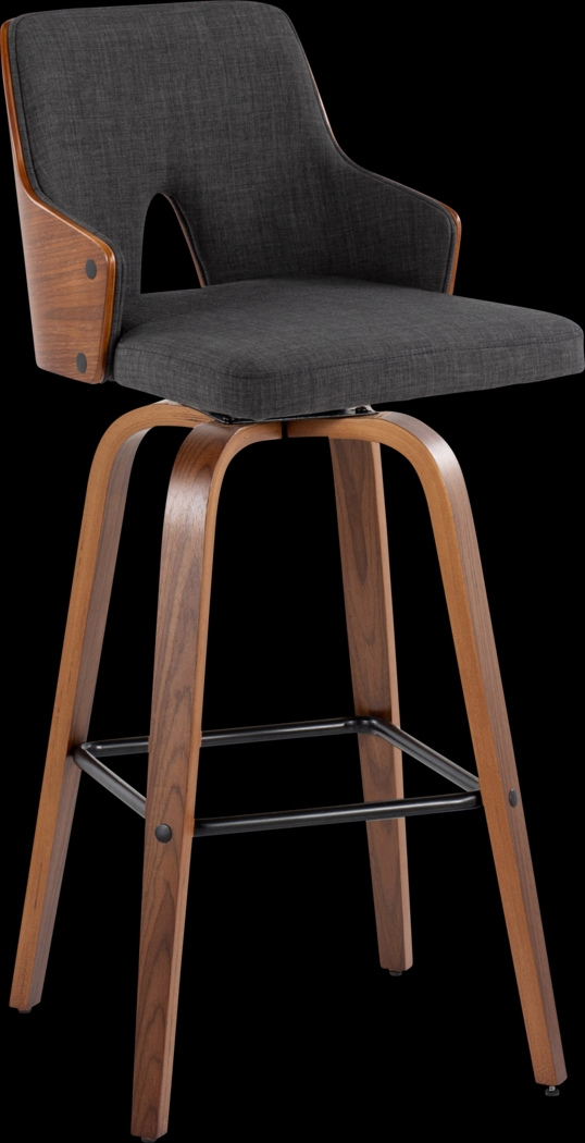 Zennia Black Swivel Barstool, Set of 2 - Thumbnail - Image 3