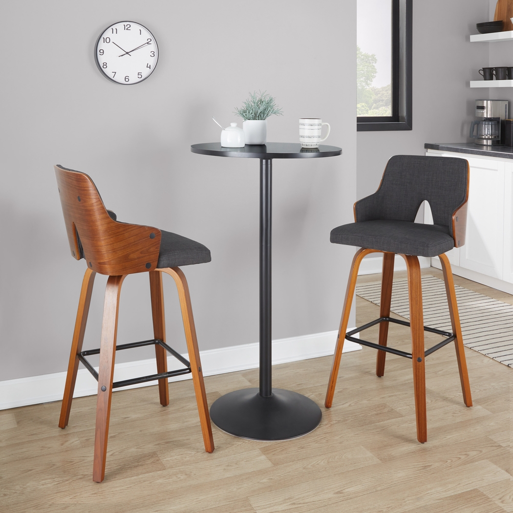 Zennia Black Swivel Barstool, Set of 2 - Thumbnail - Image 9