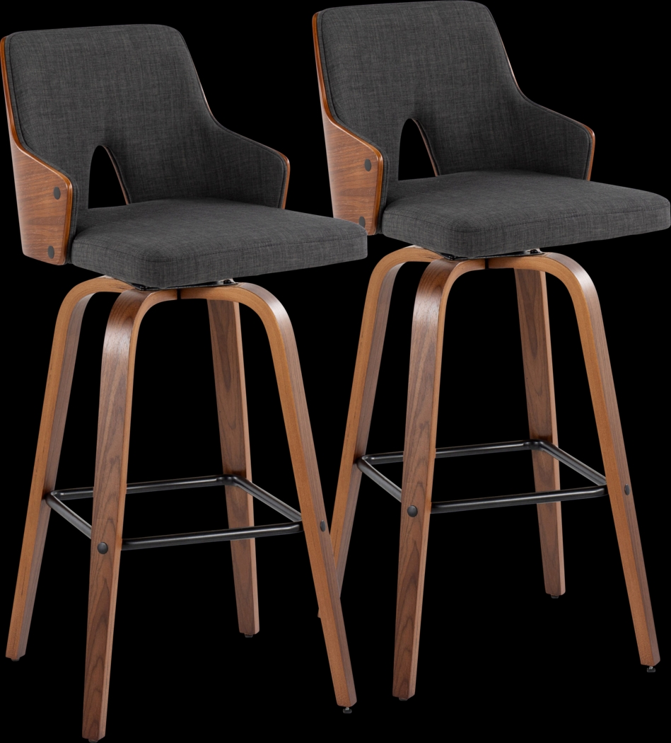 Zennia Black Swivel Barstool, Set of 2 - Thumbnail - Image 1