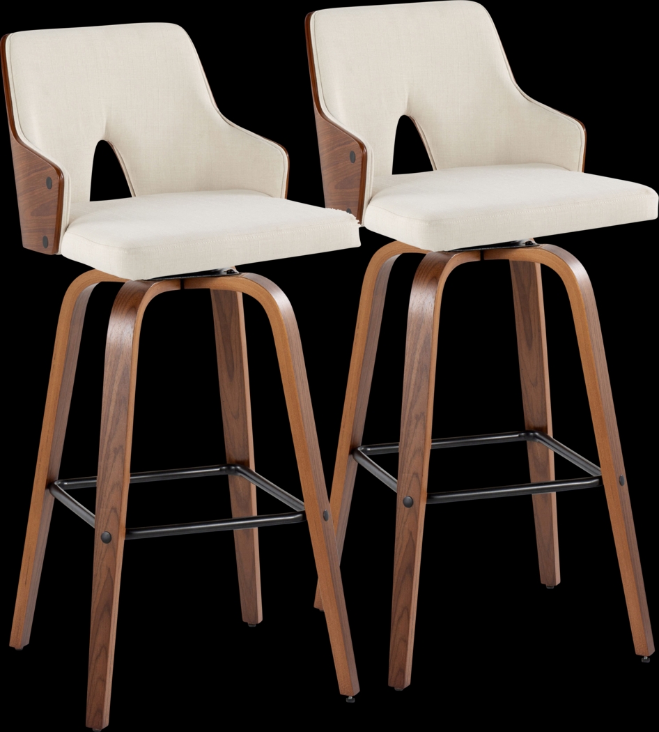 Zennia Cream Swivel Barstool, Set of 2 - Thumbnail - Image 1