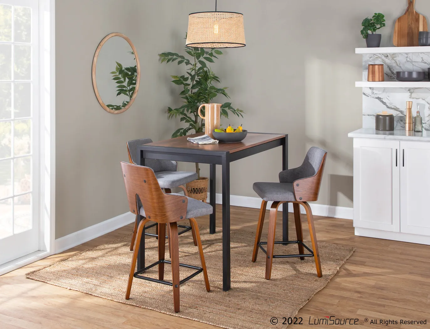 Zennia Gray Counter Height Stool, Set of 2 - Thumbnail - Image 8