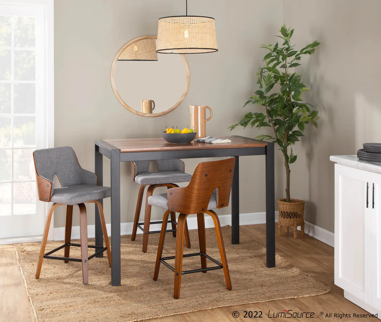 Zennia Gray Counter Height Stool, Set of 2 - Thumbnail - Image 9