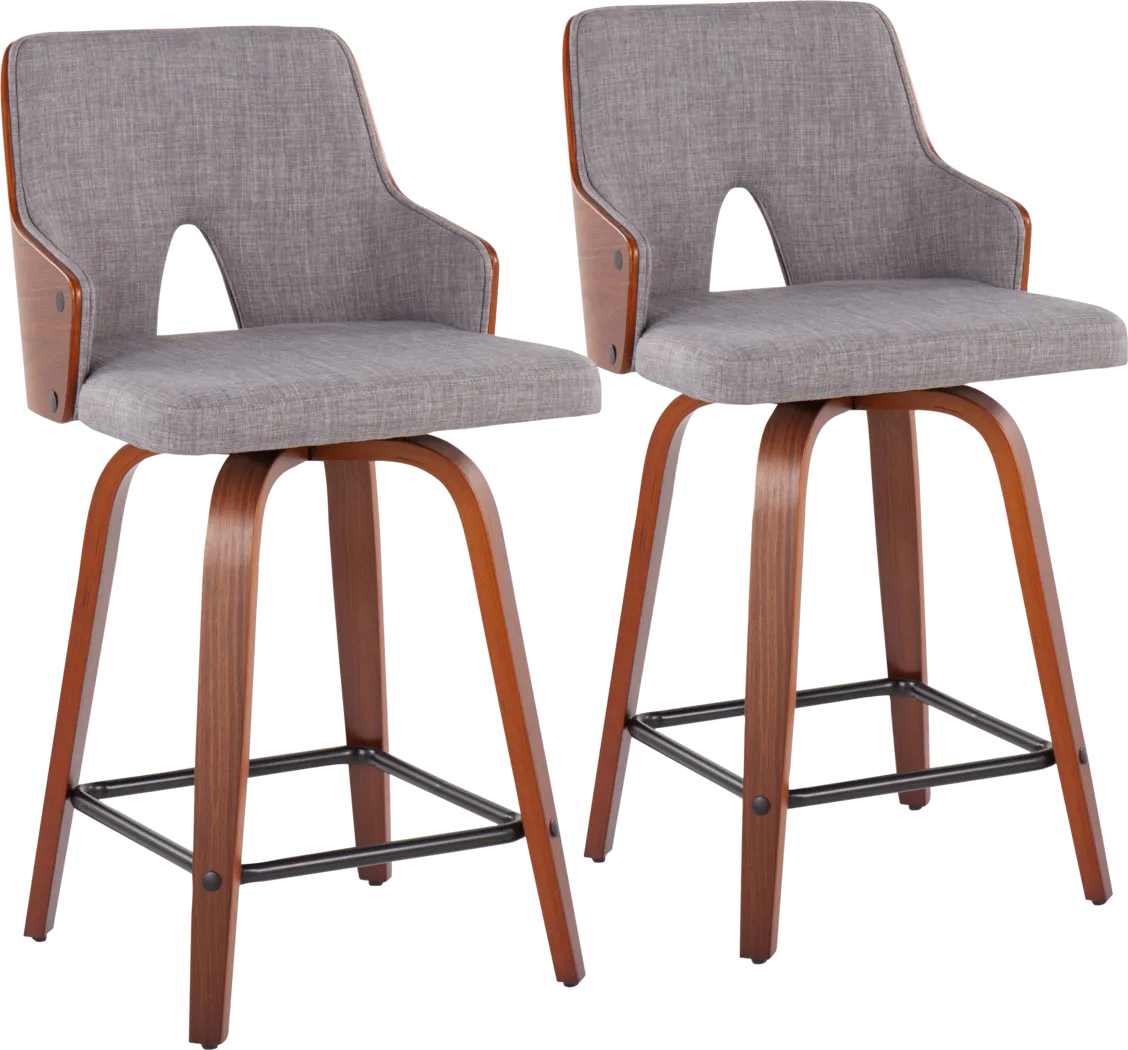 Zennia Gray Counter Height Stool, Set of 2 - Thumbnail - Image 1