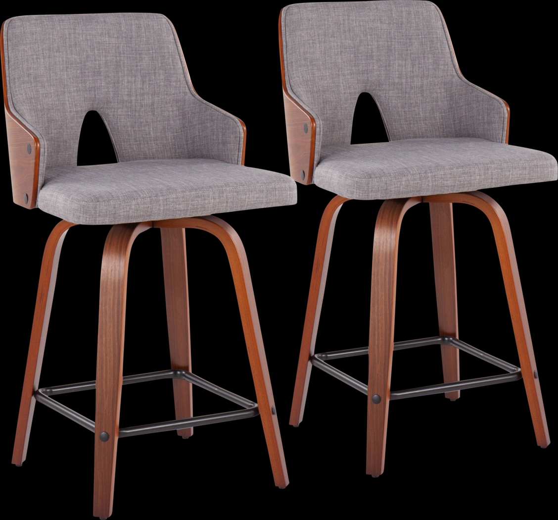 Zennia Gray Counter Height Stool, Set of 2 - Thumbnail - Image 1