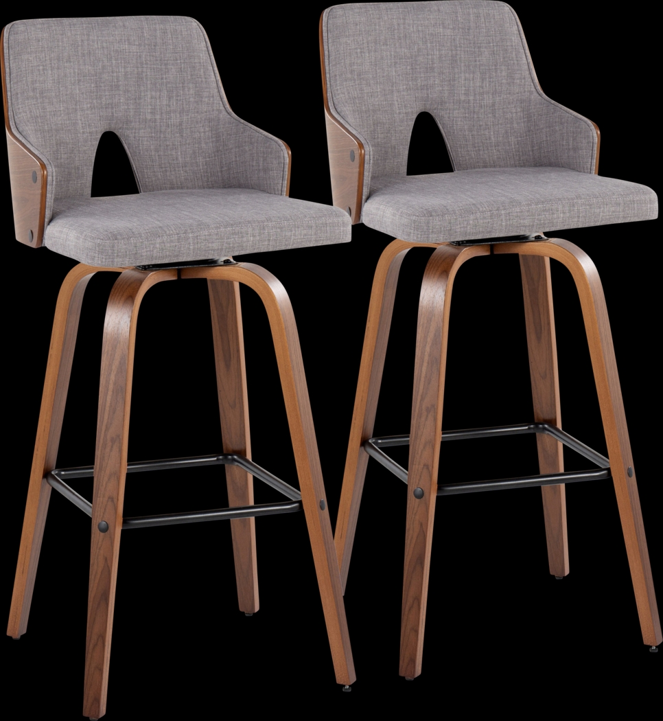 Zennia Gray Swivel Barstool, Set of 2 - Thumbnail - Image 1