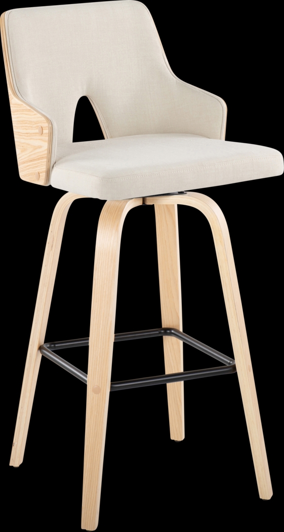 Zennia II Cream Swivel Barstool, Set of 2 - Thumbnail - Image 3