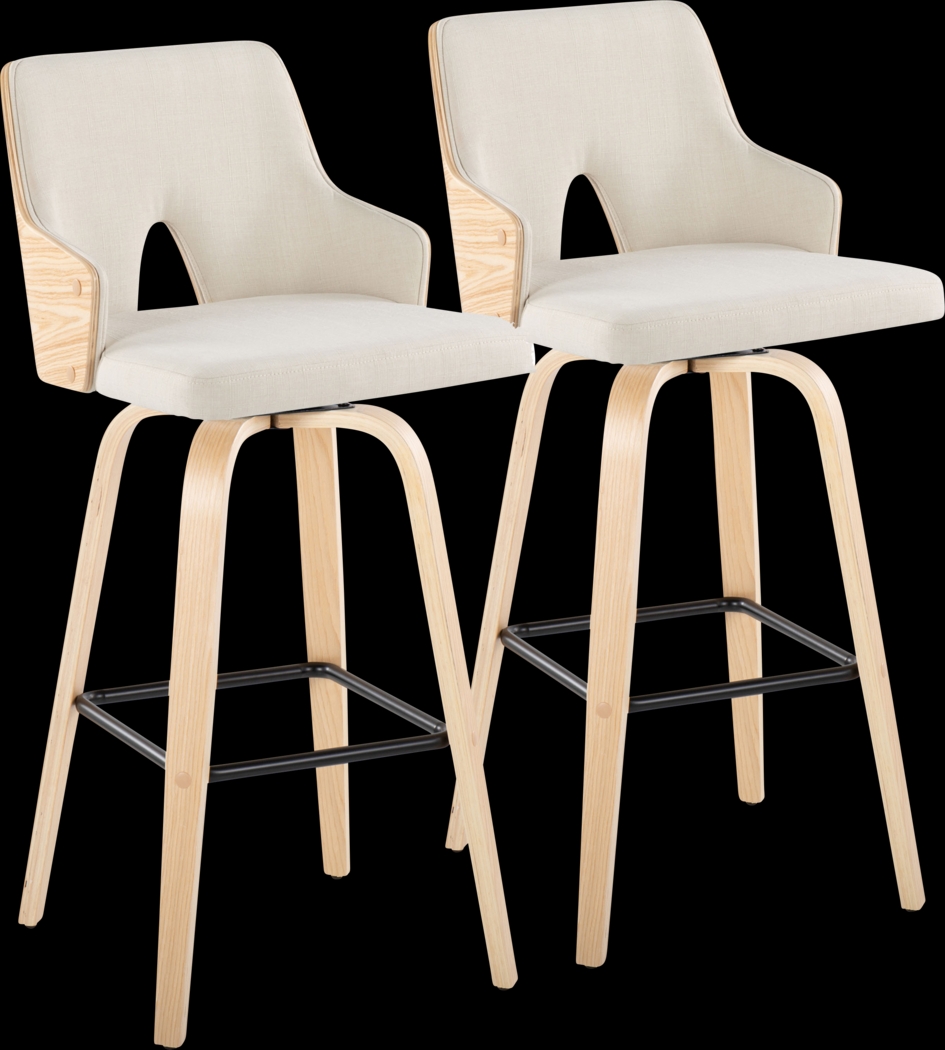 Zennia II Cream Swivel Barstool, Set of 2 - Thumbnail - Image 1