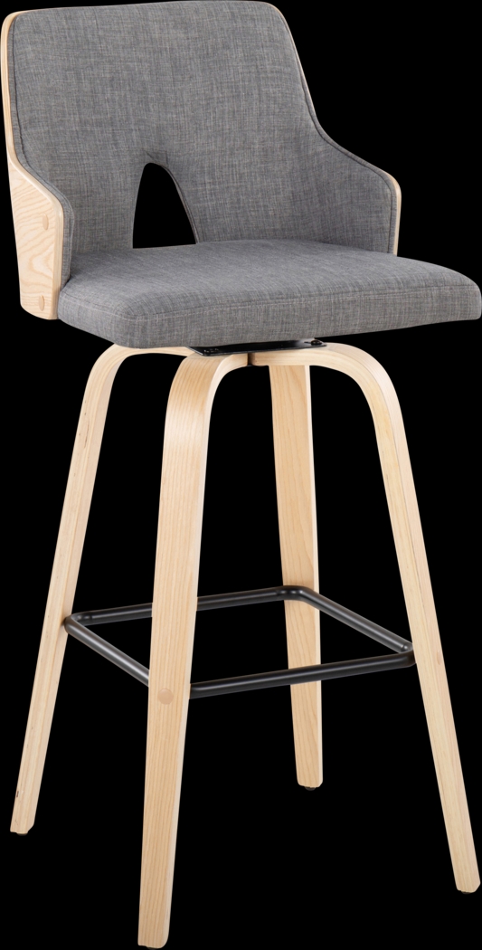 Zennia II Gray Swivel Barstool, Set of 2 - Thumbnail - Image 3