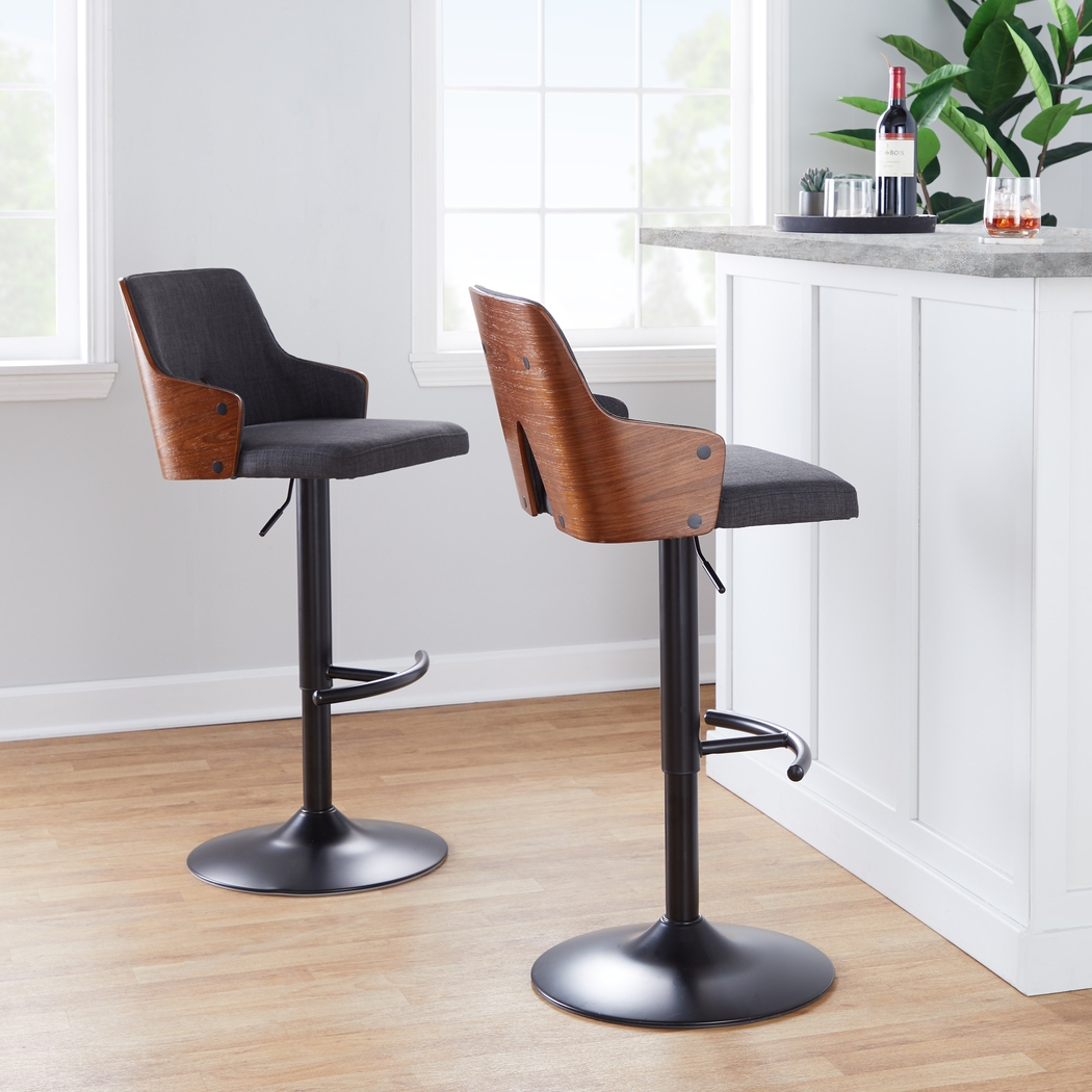 Zennia III Charcoal Adjustable Barstool, Set of 2 - Thumbnail - Image 2