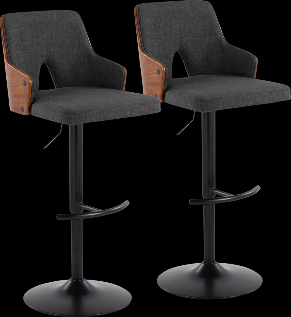 Zennia III Charcoal Adjustable Barstool, Set of 2 - Thumbnail - Image 1