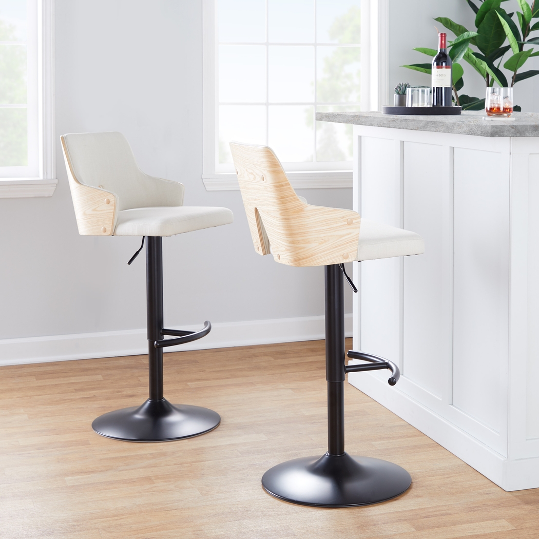 Zennia III Cream Adjustable Barstool, Set of 2 - Thumbnail - Image 9