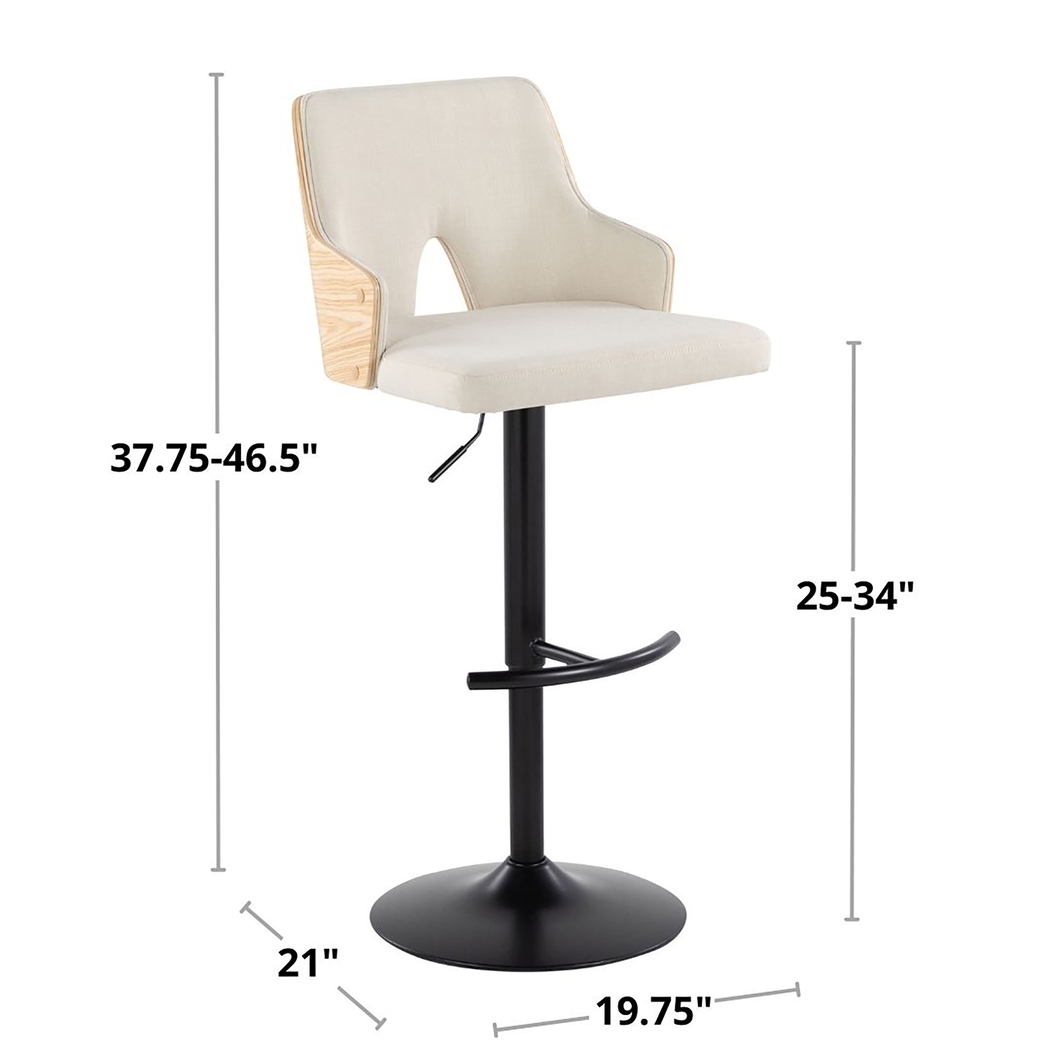 Zennia III Cream Adjustable Barstool, Set of 2 - Thumbnail - Image 10