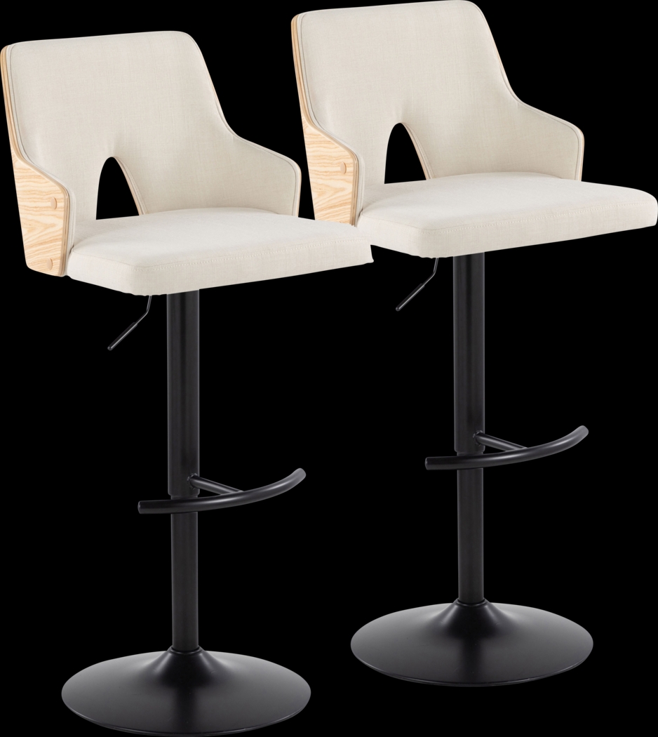 Zennia III Cream Adjustable Barstool, Set of 2 - Thumbnail - Image 1