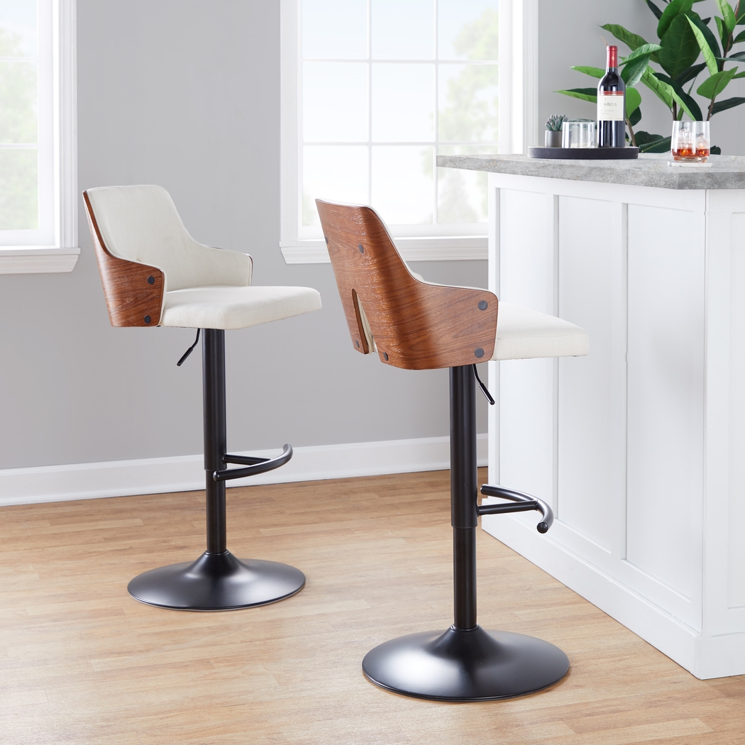 Zennia III Cream Adjustable Barstool, Set of 2 - Thumbnail - Image 9