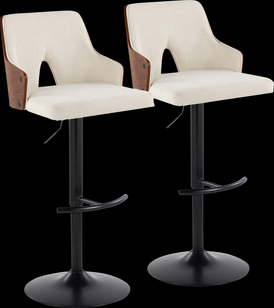 Zennia III Cream Adjustable Barstool, Set of 2 - Thumbnail - Image 1