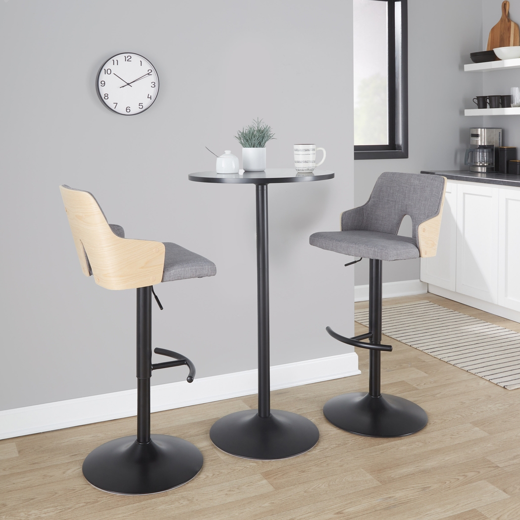 Zennia III Gray Adjustable Barstool, Set of 2 - Thumbnail - Image 2