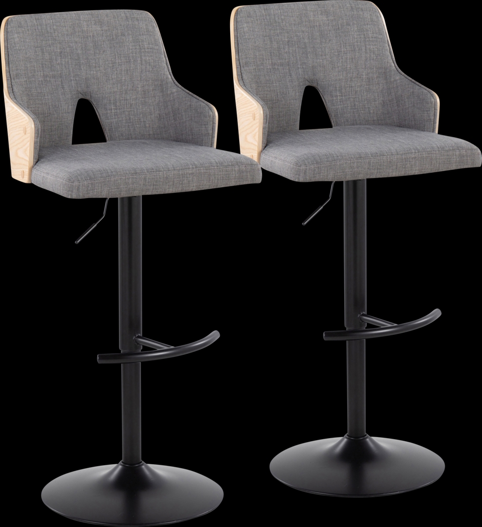 Zennia III Gray Adjustable Barstool, Set of 2 - Thumbnail - Image 1