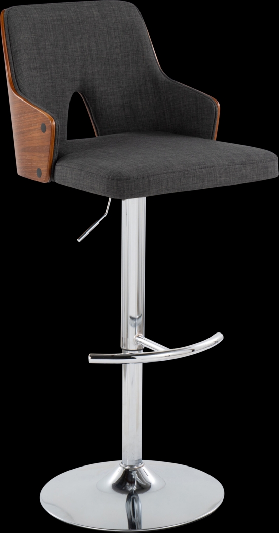 Zennia IV Charcoal Adjustable Barstool, Set of 2 - Thumbnail - Image 3