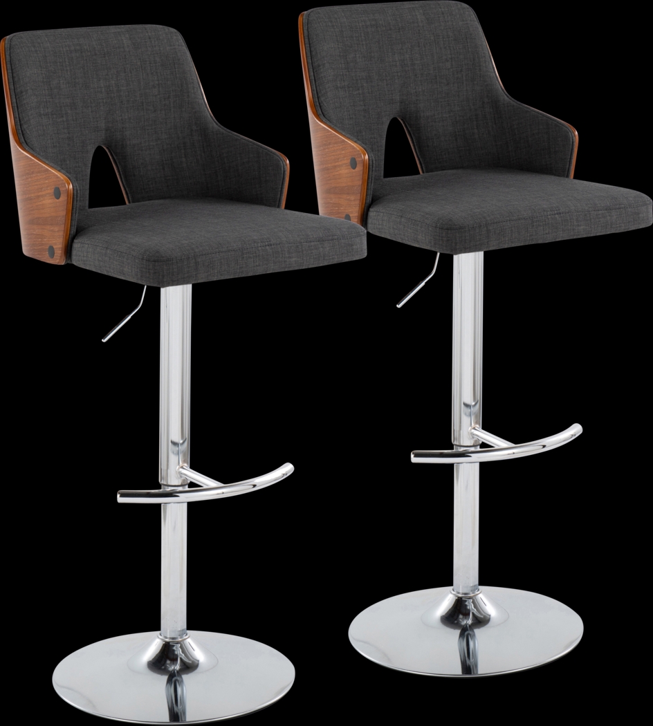 Zennia IV Charcoal Adjustable Barstool, Set of 2 - Thumbnail - Image 1