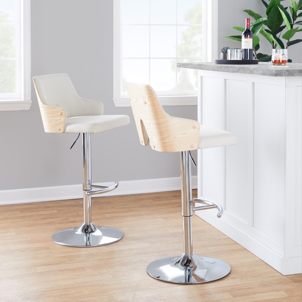 Zennia IV Cream Adjustable Barstool, Set of 2 - Thumbnail - Image 9