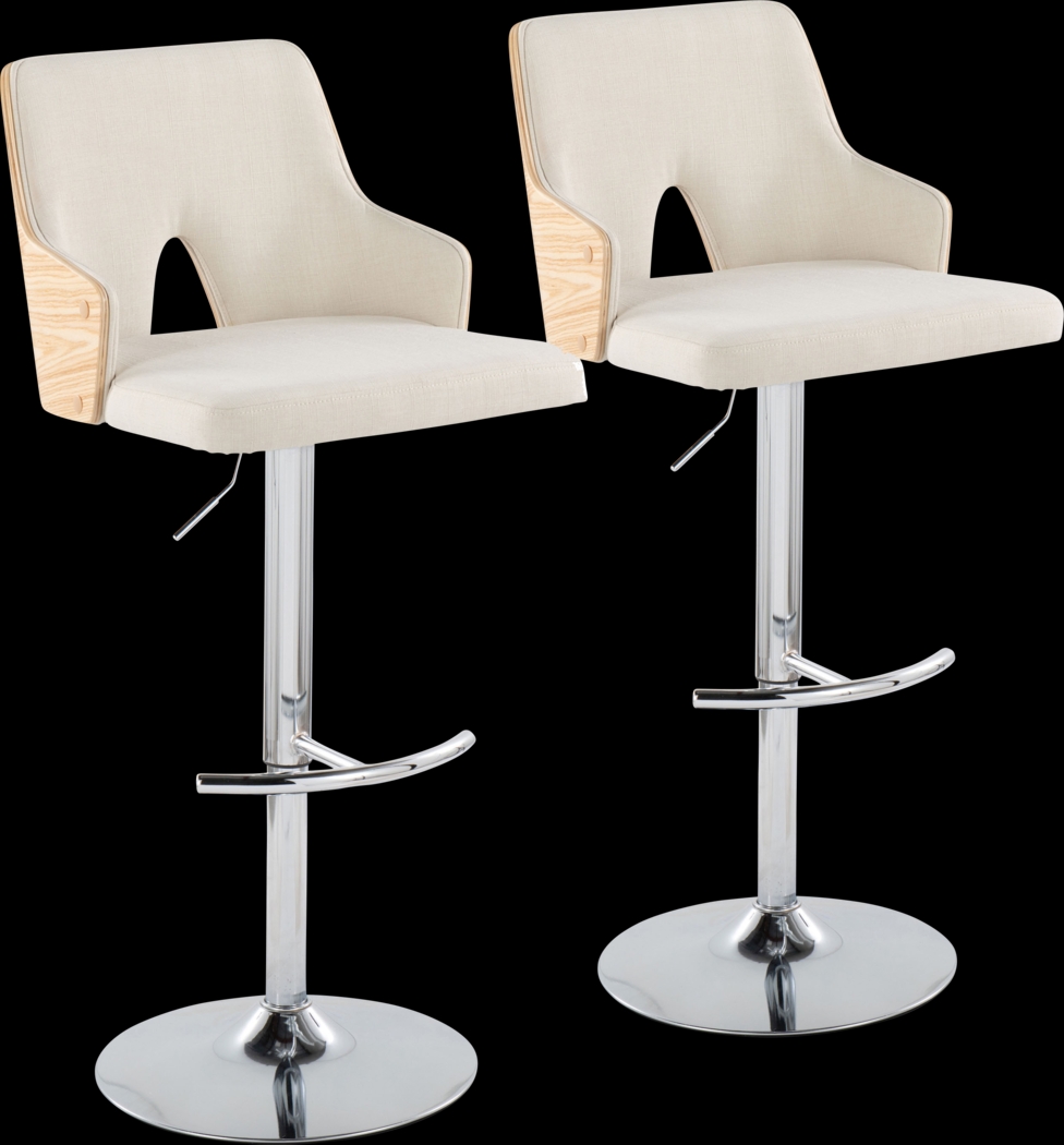 Zennia IV Cream Adjustable Barstool, Set of 2 - Thumbnail - Image 1