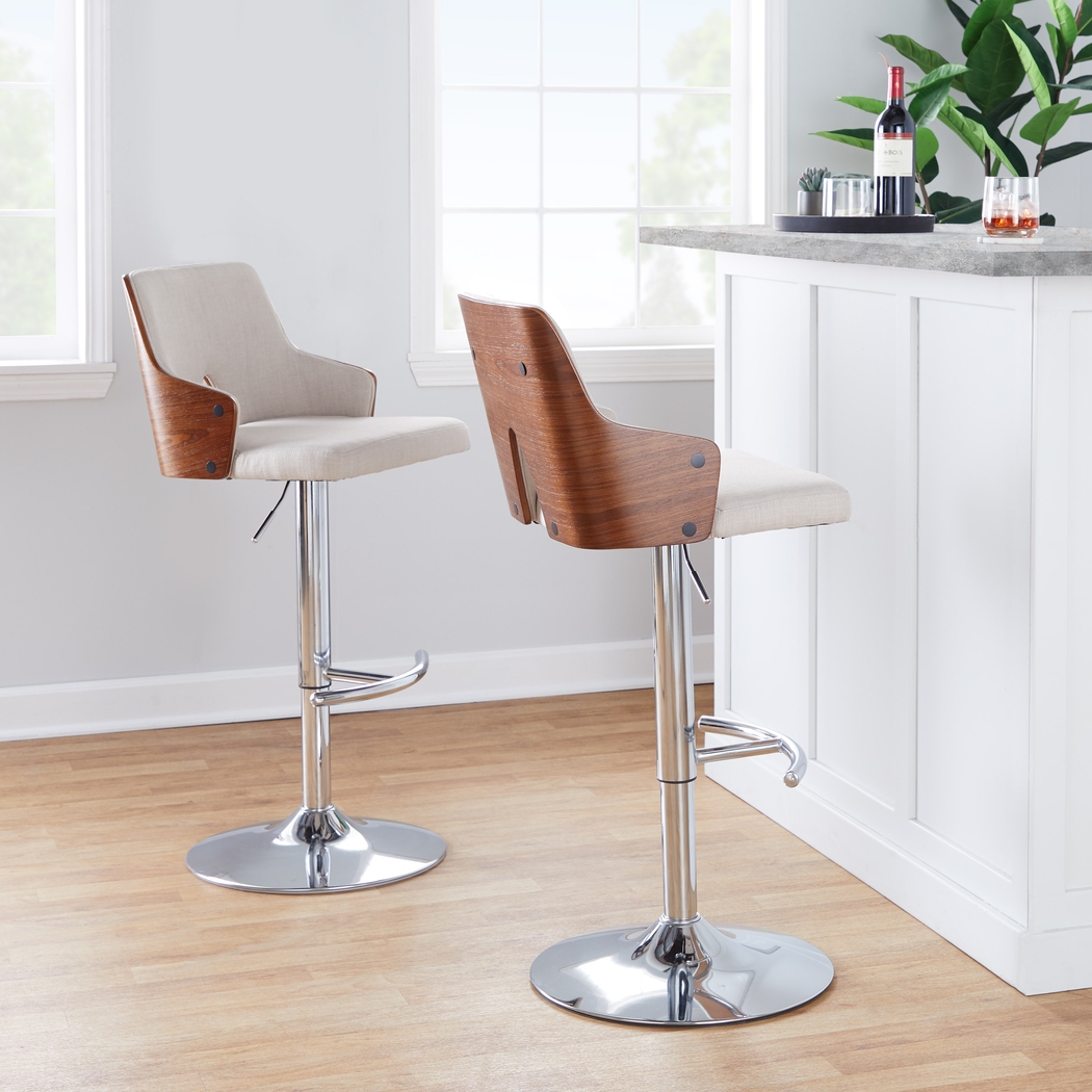 Zennia IV Cream Adjustable Barstool, Set of 2 - Thumbnail - Image 9
