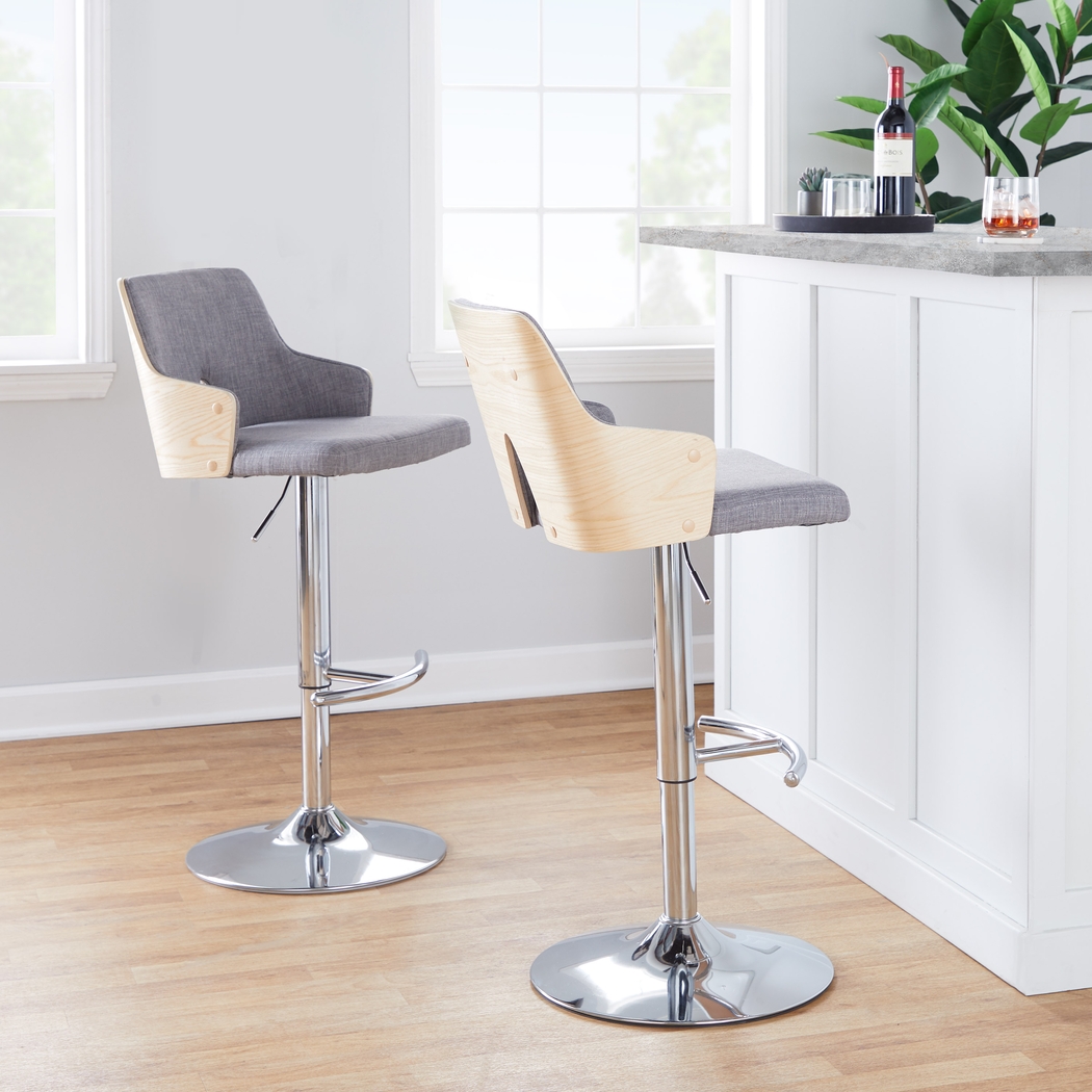 Zennia IV Gray Adjustable Barstool, Set of 2 - Thumbnail - Image 9