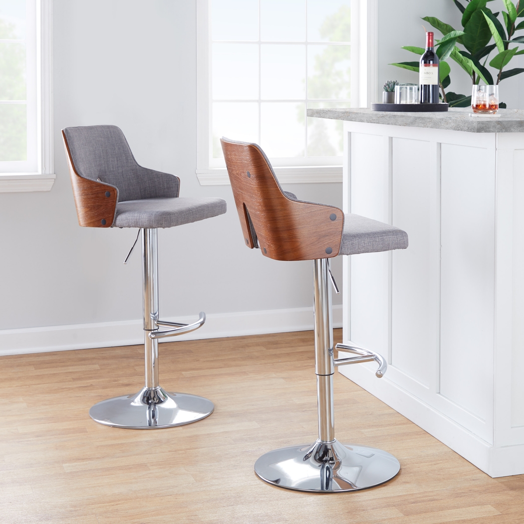 Zennia IV Gray Adjustable Barstool, Set of 2 - Thumbnail - Image 9