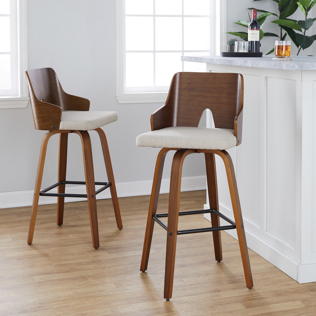 Zennia V Beige Barstool, Set of 2 - Thumbnail - Image 4