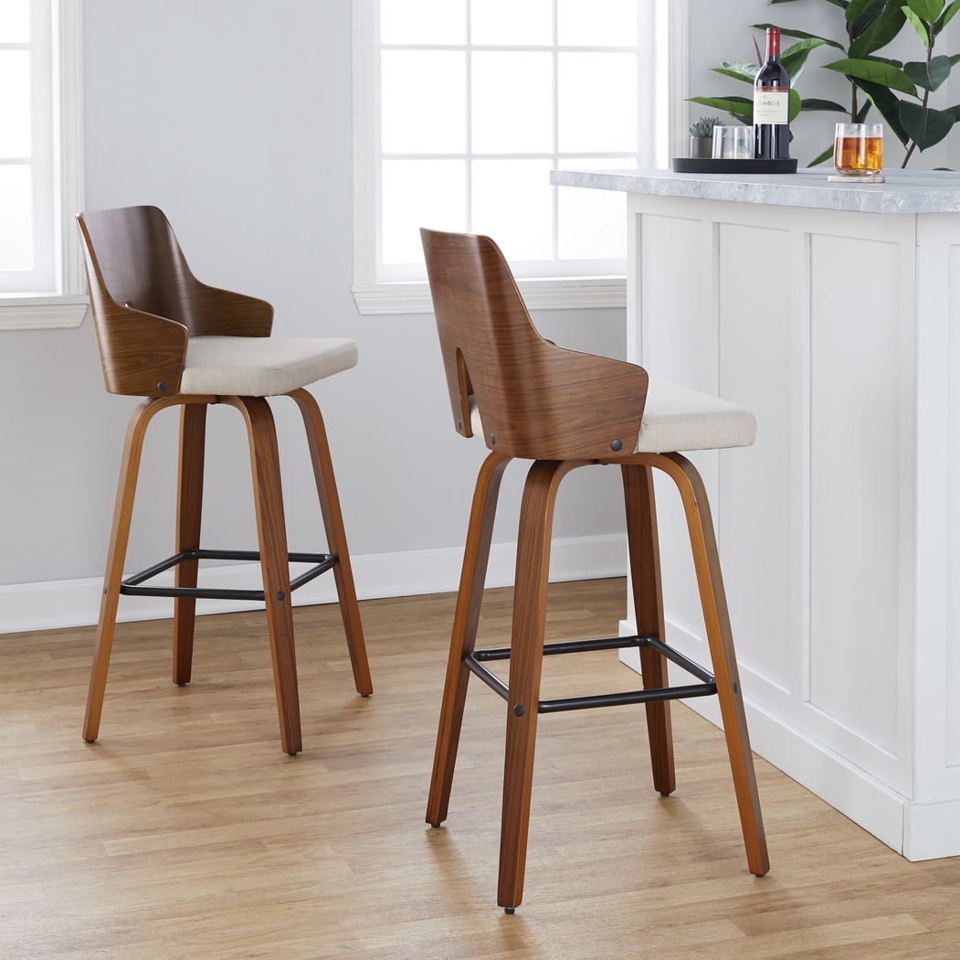 Zennia V Beige Barstool, Set of 2 - Thumbnail - Image 5