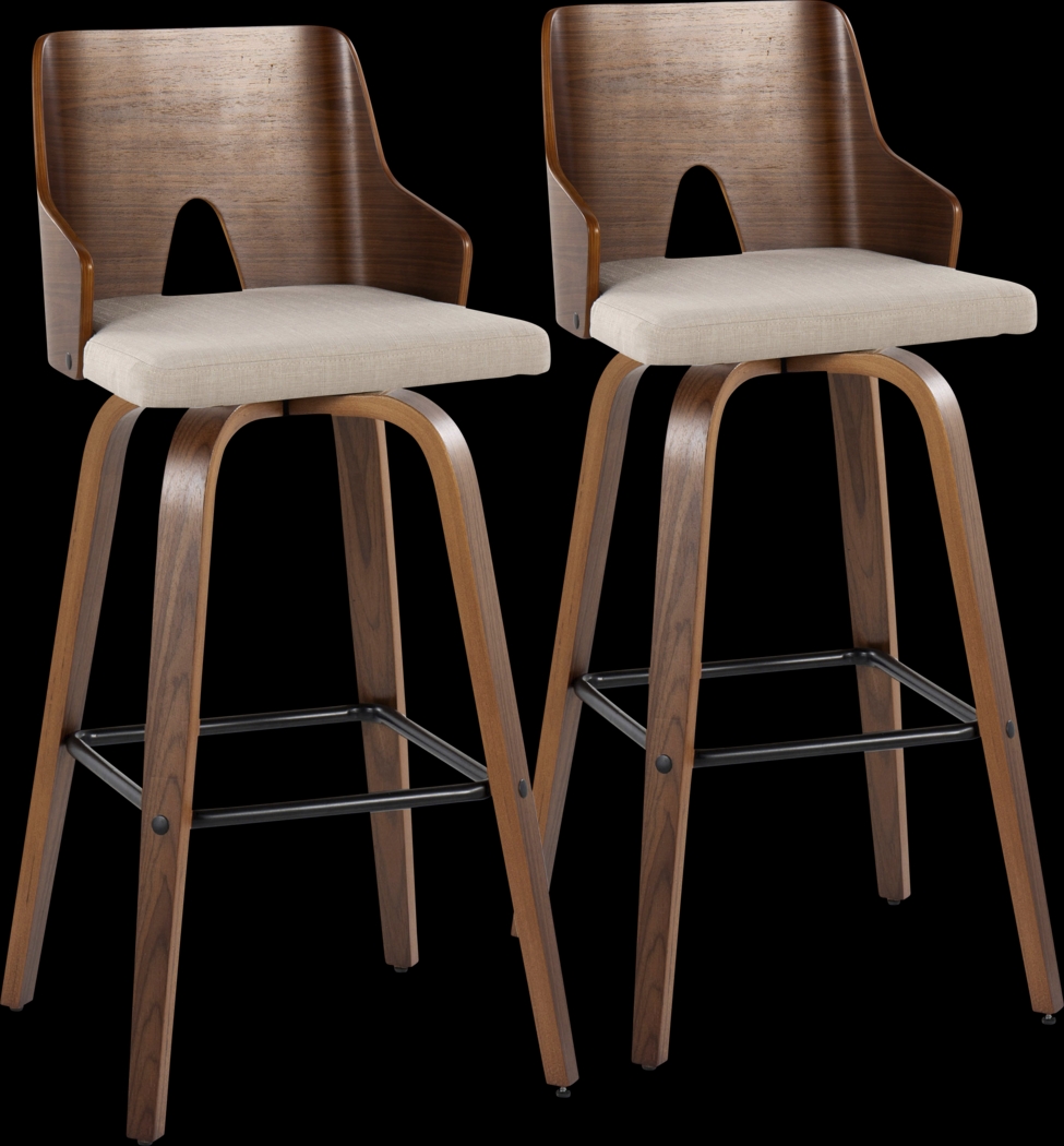 Zennia V Beige Barstool, Set of 2 - Thumbnail - Image 1