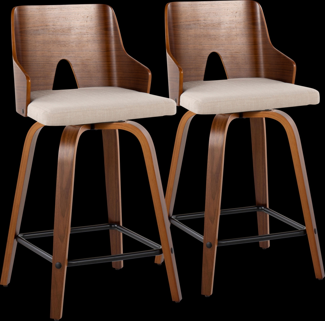 Zennia V Beige Counter Height Stool, Set of 2 - Thumbnail - Image 1