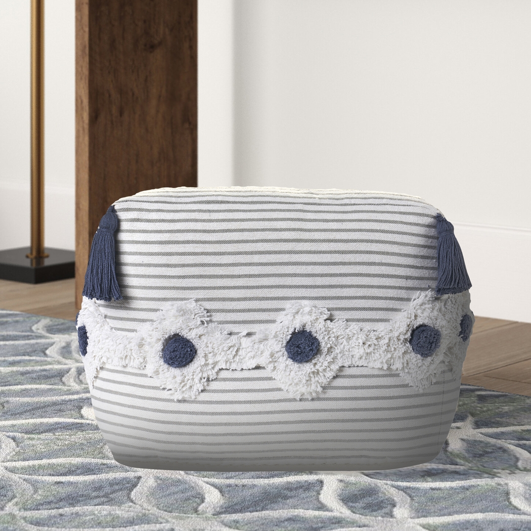 Zenole Gray/Ivory Pouf - Thumbnail - Image 3