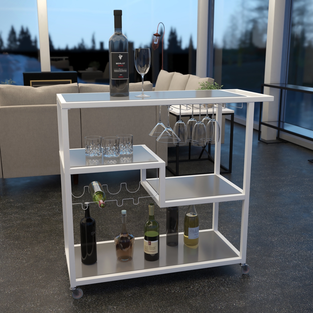 Zephs White Bar Cart - Thumbnail - Image 3