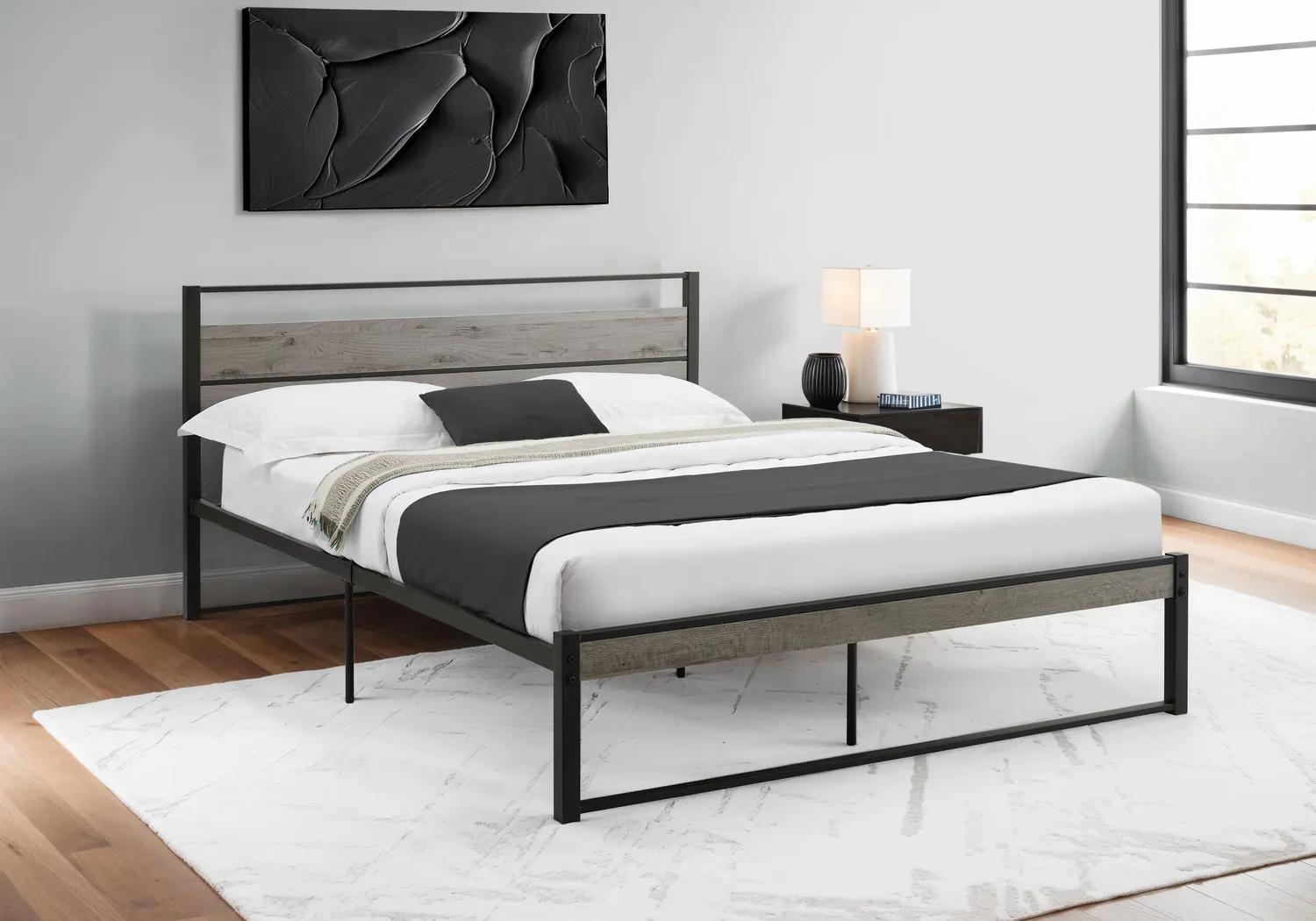 Zeusaid Gray Queen Bed - Thumbnail - Image 2